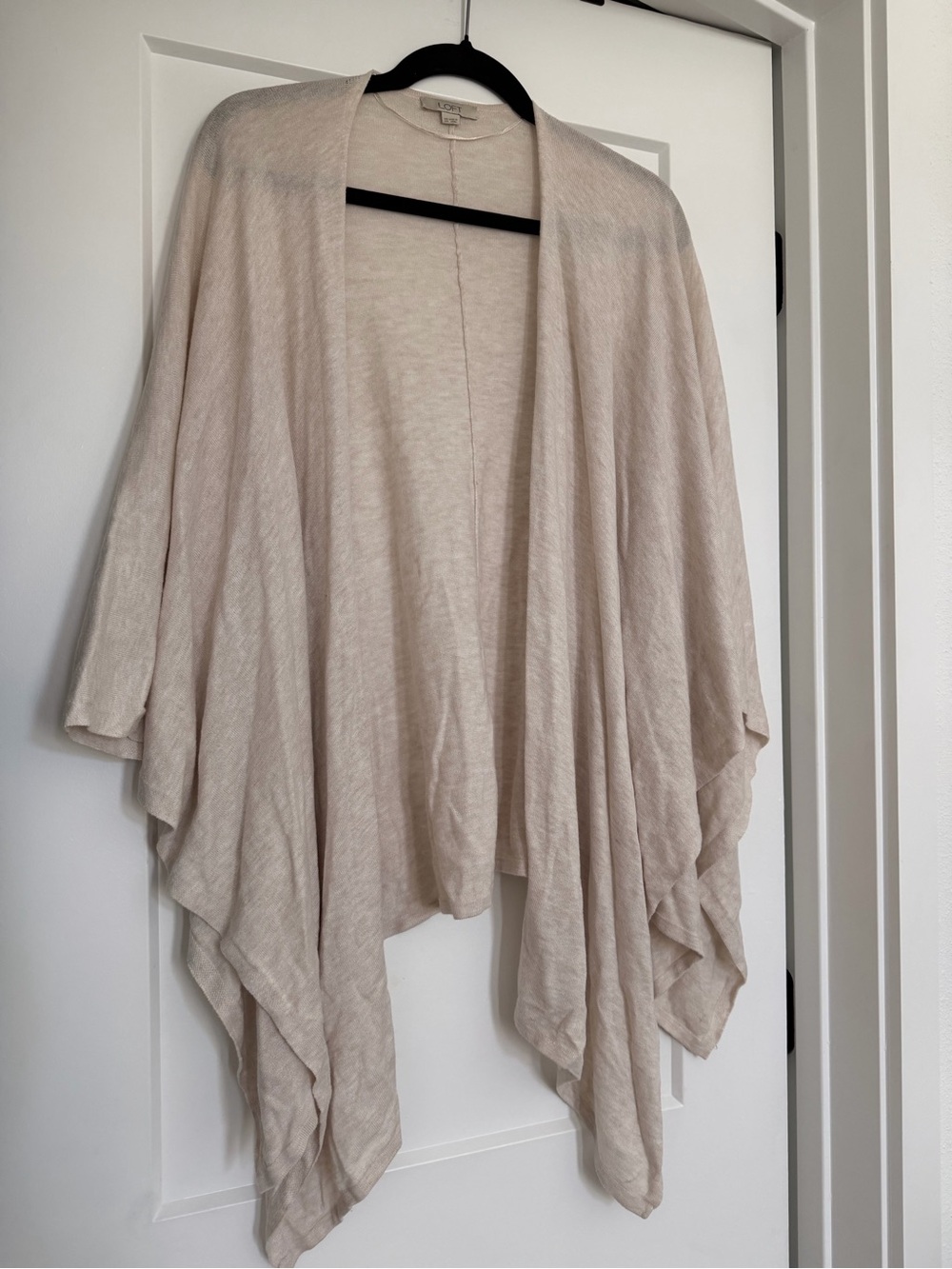 LOFT Light Beige Open-Front Drape Cardigan